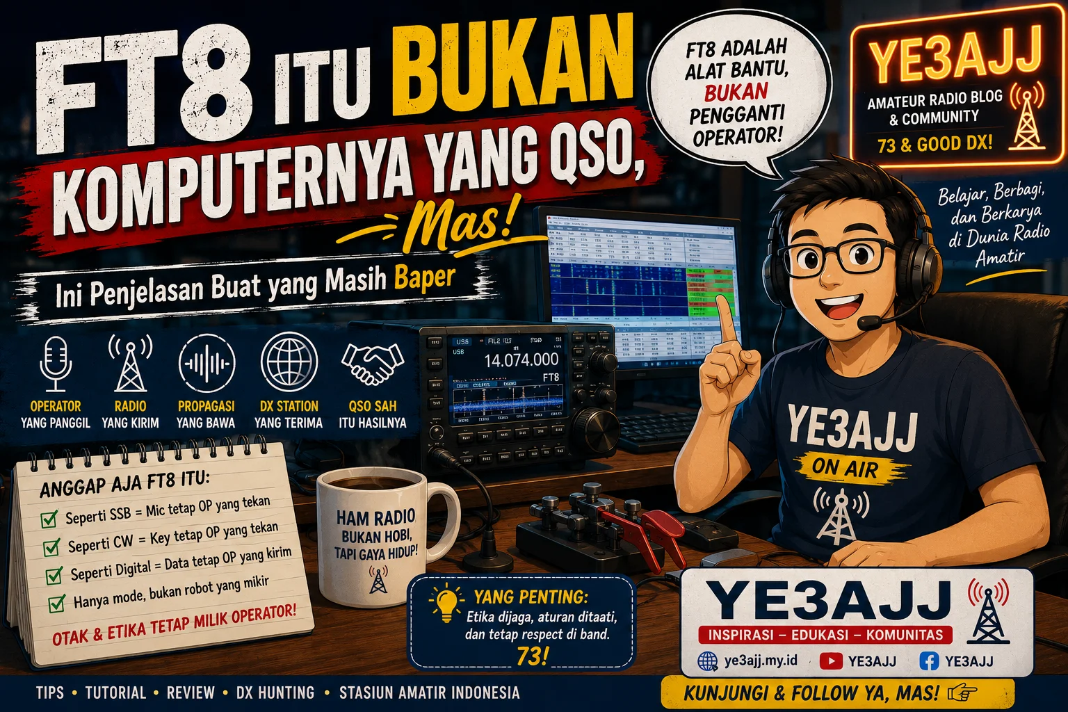 FT8 itu Bukan Komputernya yang QSO, Mas — Ini Penjelasan Buat yang Masih Baper